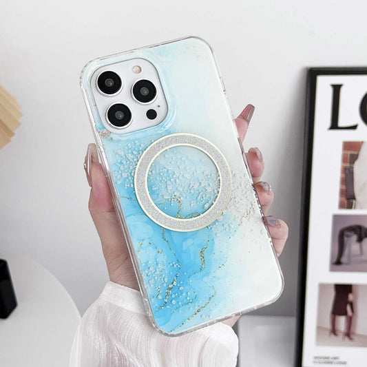 For iPhone 15 Plus Dual-side IMD Marble Magsafe Phone Case(Sky Blue) by buy2fix