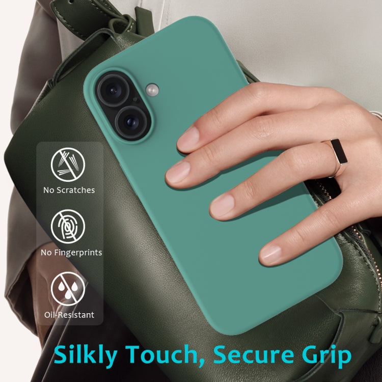 For iPhone 16 Plus Solid Color Silicone Phone Case(Pine Needle Green) by buy2fix