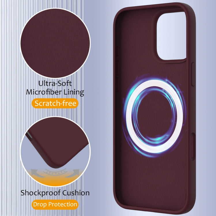 For iPhone 16 Pro Shockproof Silicone Magsafe Phone Case(Plum Color) by buy2fix