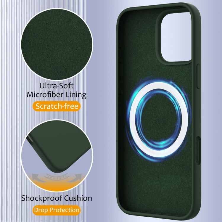For iPhone 16 Pro Shockproof Silicone Magsafe Phone Case(Dark Green) by buy2fix