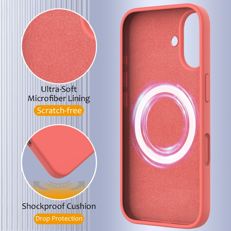 For iPhone 16 Shockproof Silicone Magsafe Phone Case(Pink Orange) by buy2fix
