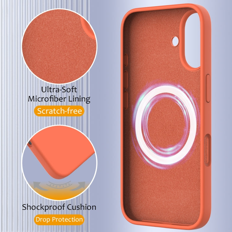 For iPhone 16 Shockproof Silicone Magsafe Phone Case(Gold Orange) by buy2fix