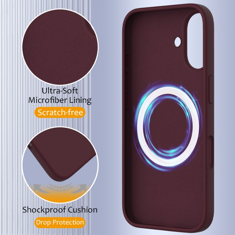 For iPhone 16 Shockproof Silicone Magsafe Phone Case(Plum Color) by buy2fix