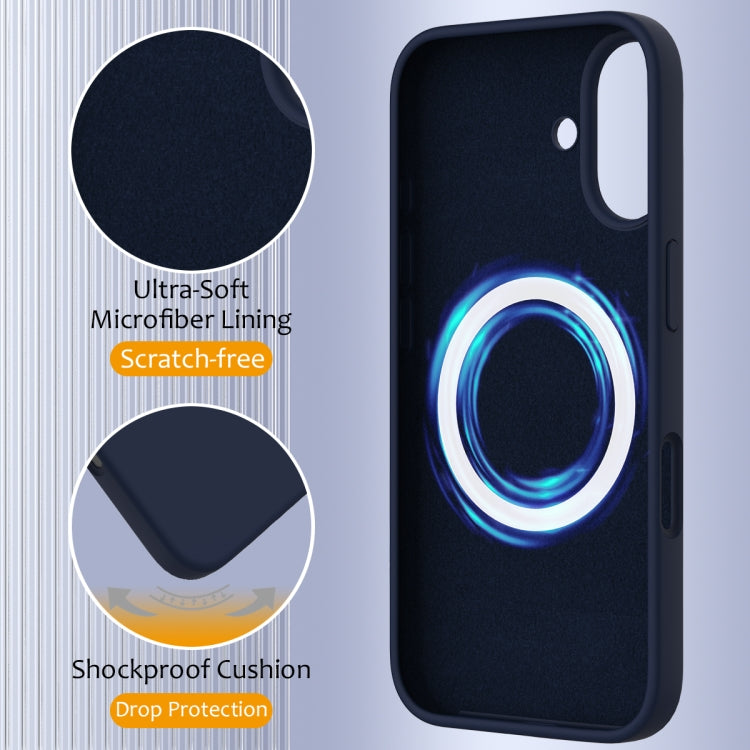 For iPhone 16 Shockproof Silicone Magsafe Phone Case(Navy Blue) by buy2fix