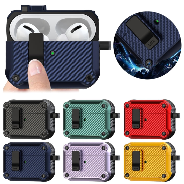 For AirPods Pro 2 Carbon Fiber Magnetic Automatic Switch Earphone Protective Case(Yellow) by buy2fix