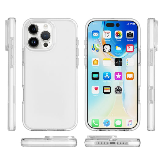 For iPhone 16 Pro Max Two-color Shockproof High Transparency TPU Phone Case(White) by buy2fix