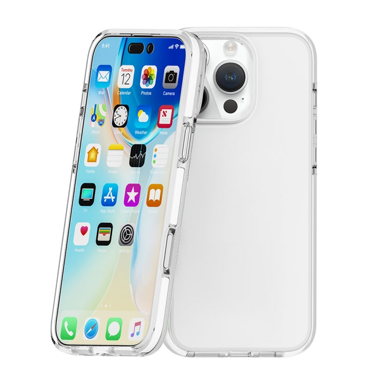 For iPhone 16 Pro Max Two-color Shockproof High Transparency TPU Phone Case(White) by buy2fix