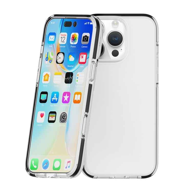 For iPhone 16 Pro Two-color Shockproof High Transparency TPU Phone Case(Black) by buy2fix