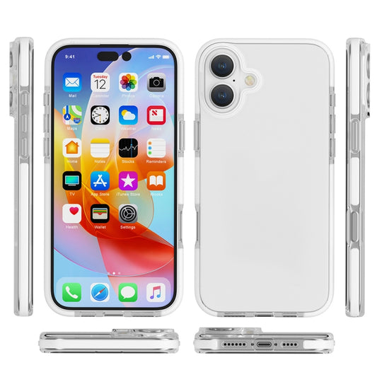 For iPhone 16 Plus Two-color Shockproof High Transparency TPU Phone Case(White) by buy2fix