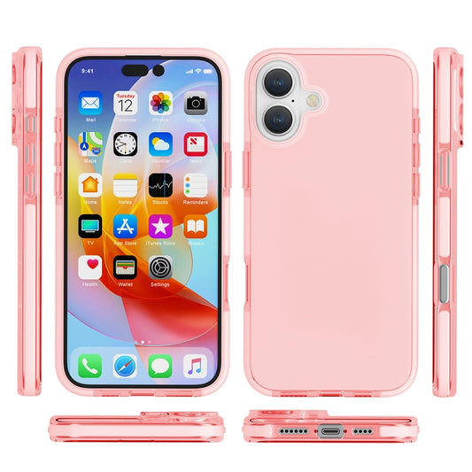 For iPhone 16 Plus Two-color Shockproof High Transparency TPU Phone Case(Pink) by buy2fix
