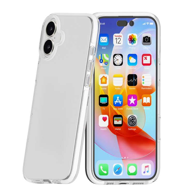 For iPhone 16 Two-color Shockproof High Transparency TPU Phone Case(White) by buy2fix