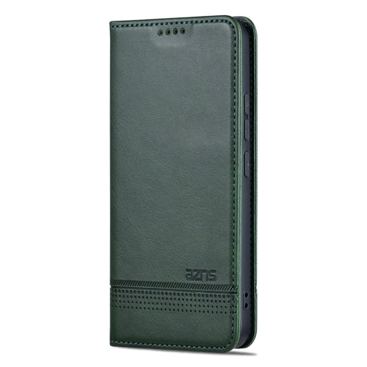 For Xiaomi 14 AZNS Magnetic Calf Texture Flip Leather Phone Case(Dark Green) by AZNS