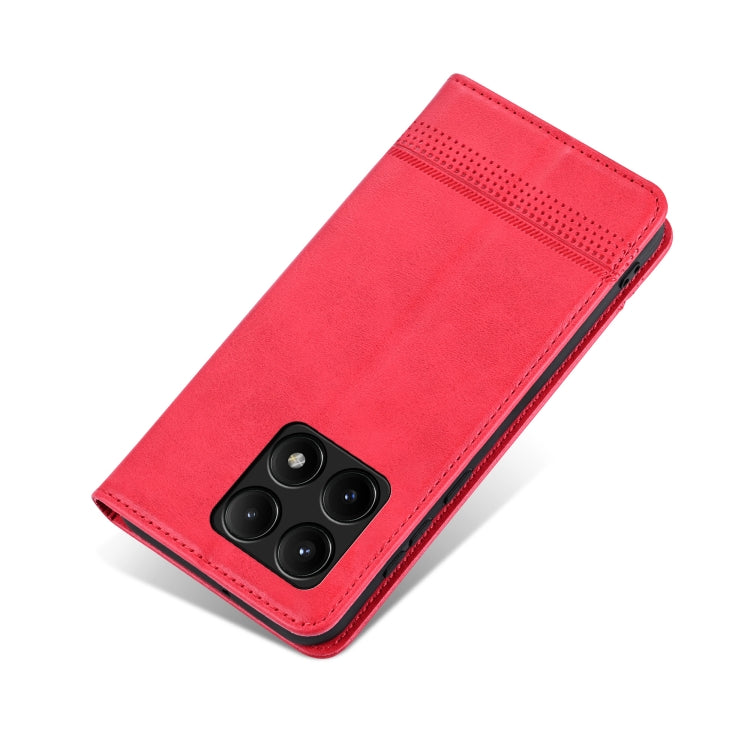 For Xiaomi Redmi K70/K70 Pro AZNS Magnetic Calf Texture Flip Leather Phone Case(Red) by AZNS