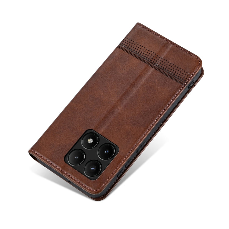 For Xiaomi Redmi K70/K70 Pro AZNS Magnetic Calf Texture Flip Leather Phone Case(Dark Brown) by AZNS