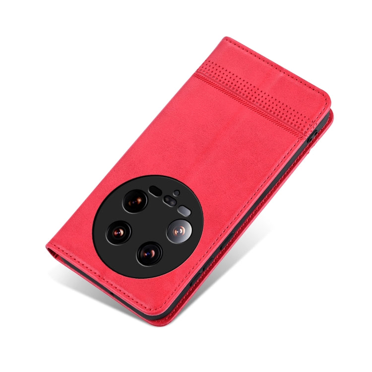 For Xiaomi 14 Ultra AZNS Magnetic Calf Texture Flip Leather Phone Case(Red) by AZNS