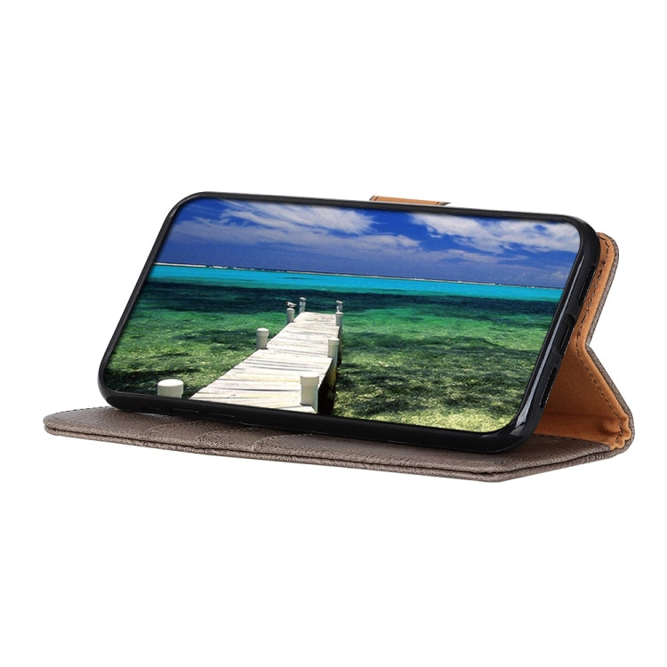 For iPhone 16e KHAZNEH Cowhide Texture Horizontal Flip Leather Phone Case(Khaki) by buy2fix