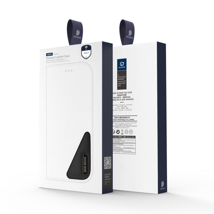 For iPhone 16 DUX DUCIS Hivo Series Cowhide + PU + TPU Flip Phone Case(Black) by DUX DUCIS