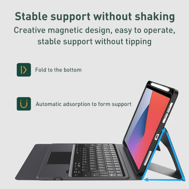 For iPad 10th Gen 10.9 2022 Integrated Bluetooth Keyboard Leather Case with Backlight & Touchpad(Black) by buy2fix