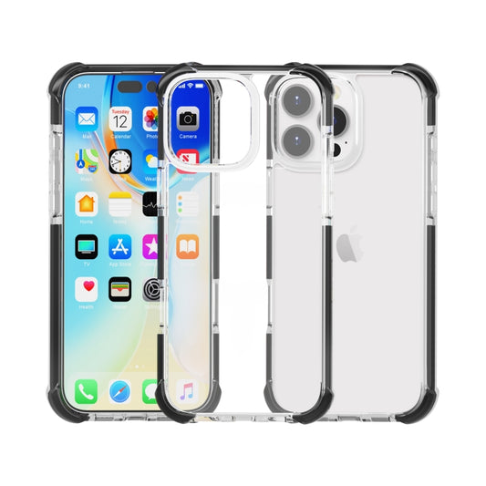 For iPhone 16 Pro Max Four-corner Shockproof TPU Hybrid Acrylic Phone Case(Black + Transparent) by buy2fix