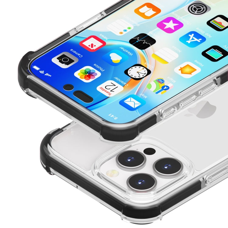 For iPhone 16 Pro Four-corner Shockproof TPU Hybrid Acrylic Phone Case(Black + Transparent) by buy2fix