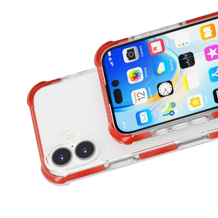 For iPhone 16 Plus Four-corner Shockproof TPU Hybrid Acrylic Phone Case(Red) by buy2fix
