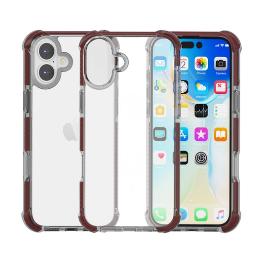 For iPhone 16 Plus Four-corner Shockproof TPU Hybrid Acrylic Phone Case(Brown) by buy2fix