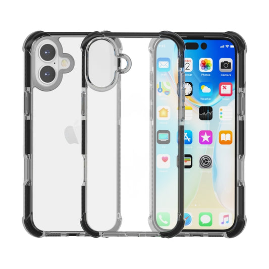 For iPhone 16 Plus Four-corner Shockproof TPU Hybrid Acrylic Phone Case(Black) by buy2fix