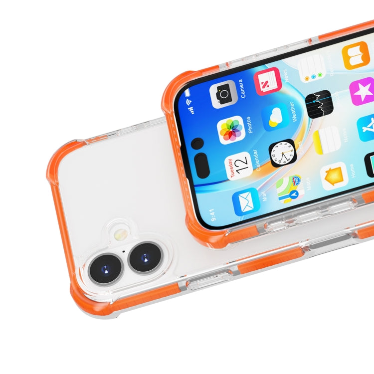 For iPhone 16 Four-corner Shockproof TPU Hybrid Acrylic Phone Case(Orange) by buy2fix