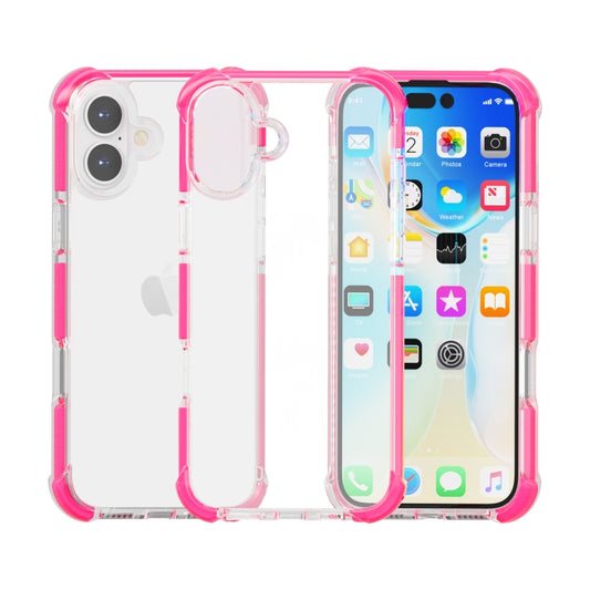 For iPhone 16 Four-corner Shockproof TPU Hybrid Acrylic Phone Case(Pink) by buy2fix