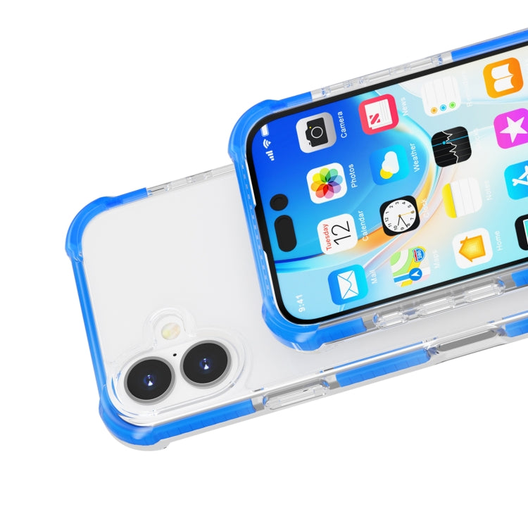 For iPhone 16 Four-corner Shockproof TPU Hybrid Acrylic Phone Case(Blue) by buy2fix