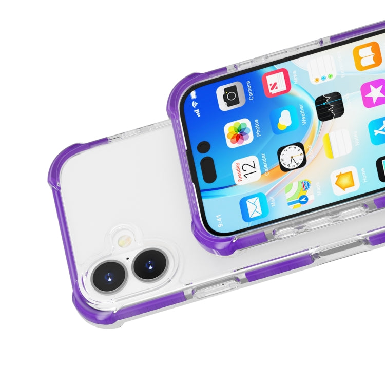 For iPhone 16 Four-corner Shockproof TPU Hybrid Acrylic Phone Case(Purple) by buy2fix