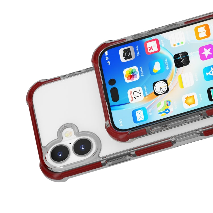 For iPhone 16 Four-corner Shockproof TPU Hybrid Acrylic Phone Case(Brown) by buy2fix