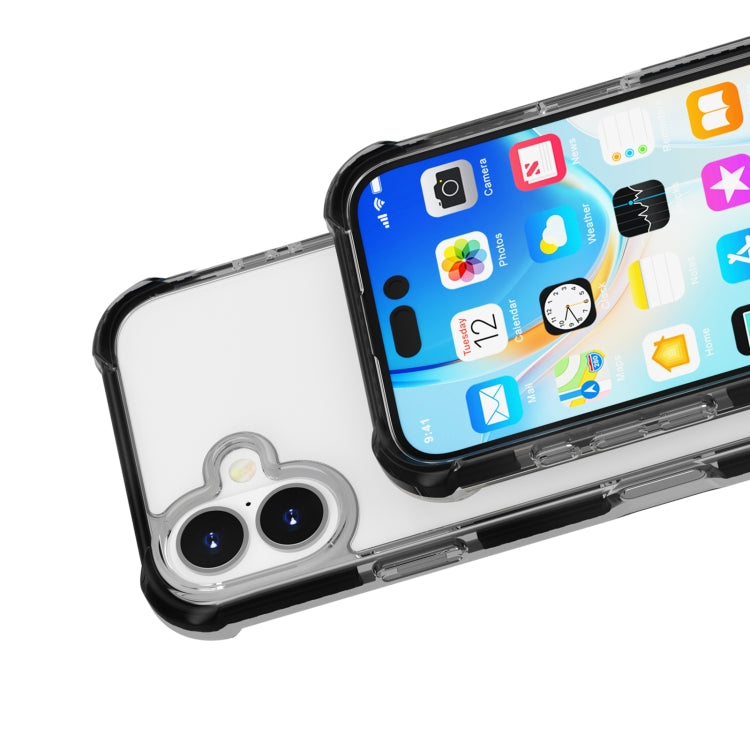 For iPhone 16 Four-corner Shockproof TPU Hybrid Acrylic Phone Case(Black) by buy2fix