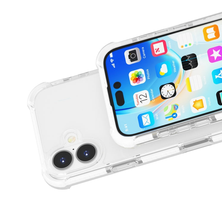 For iPhone 16 Four-corner Shockproof TPU Hybrid Acrylic Phone Case(Transparent) by buy2fix