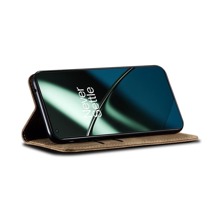 For Honor 90 Pro Denim Texture Flip Leather Phone Case(Khaki) by buy2fix