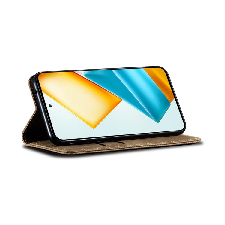 For Honor 90 GT Denim Texture Flip Leather Phone Case(Khaki) by buy2fix