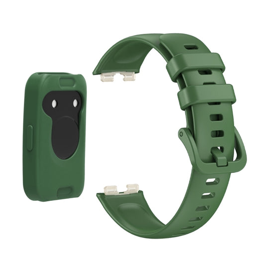 For Huawei Band 8 Silicone Protective Case + Silicone Watch Band Kit(Green) by buy2fix
