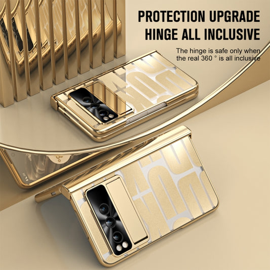 For Google Pixel Fold Integrated Electroplating Folding Phone Case with Pen Slot & Hinge(Gold) by buy2fix