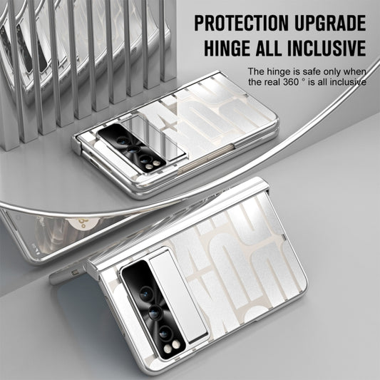 For Google Pixel Fold Integrated Electroplating Folding Phone Case with Pen Slot & Hinge(Silver) by buy2fix