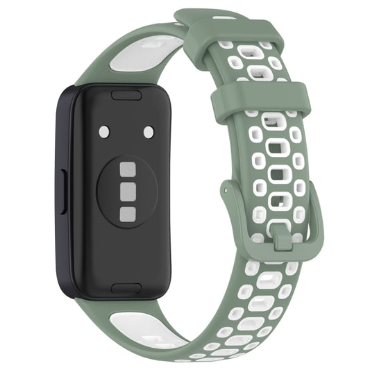 For Huawei Band 10 / 9 / 8 Two Color Silicone Watch Band(Light Green White) by buy2fix