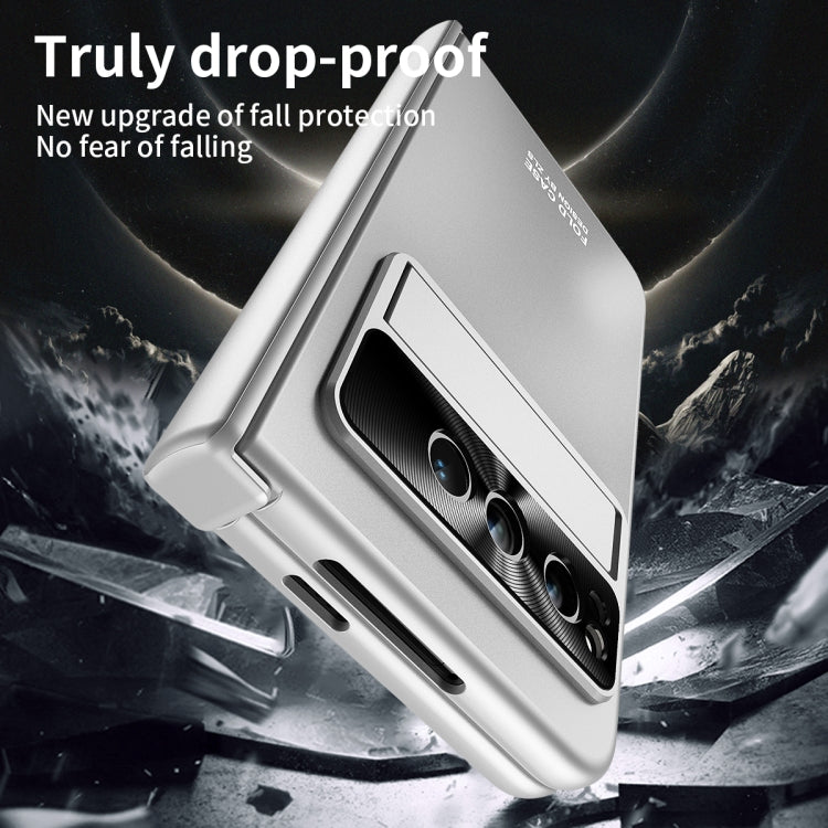 For Google Pixel Fold Integrated Electroplating Folding All-inclusive Phone Case with Hinge(Silver) by buy2fix