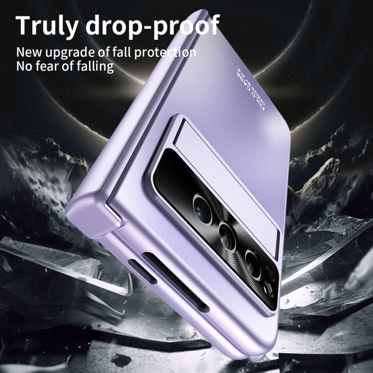 For Google Pixel Fold Integrated Electroplating Folding All-inclusive Phone Case with Hinge(Purple) by buy2fix