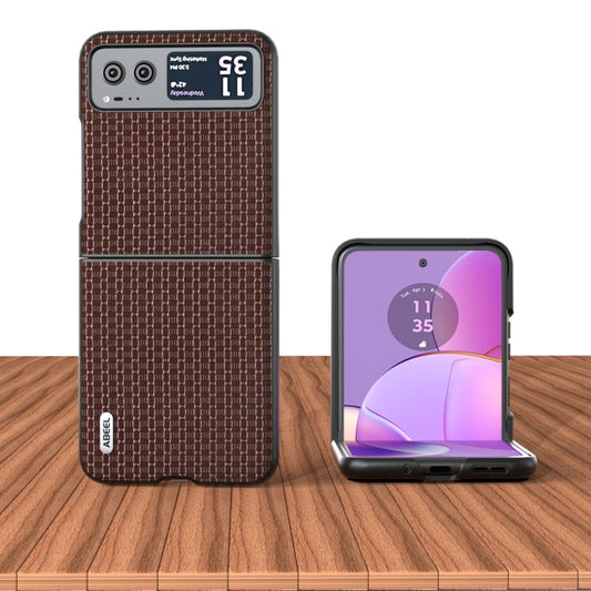 For Motorola Razr 40 Genuine Luxury ABEEL Black Edge Phone Case(Coffee) by buy2fix