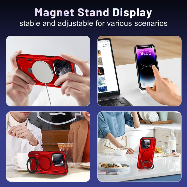 For iPhone 14 Pro Patronus MagSafe Magnetic Holder Phone Case(Red) by buy2fix