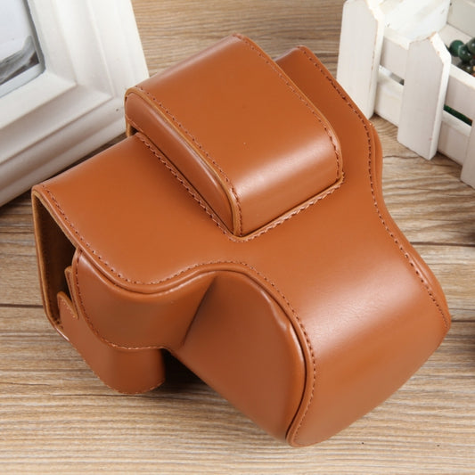 For Canon EOS R50 Full Body Magnetic Leather Camera Case Bag with Strap, Regular Edition(Brown) by buy2fix