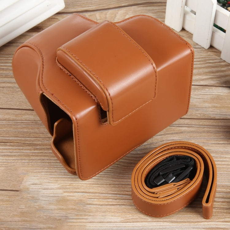 For Canon EOS R50 Full Body Magnetic Leather Camera Case Bag with Strap, Regular Edition(Brown) by buy2fix