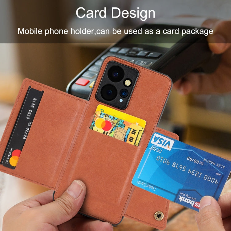 For Xiaomi Redmi Note 12 4G Global Double Buckle Card Slots Magnetic Phone Case(Black) by buy2fix