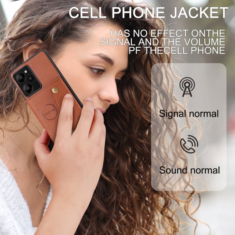 For Xiaomi Redmi Note 12R /Redmi 12 5G Double Buckle Card Slots Magnetic Phone Case(Brown) by buy2fix