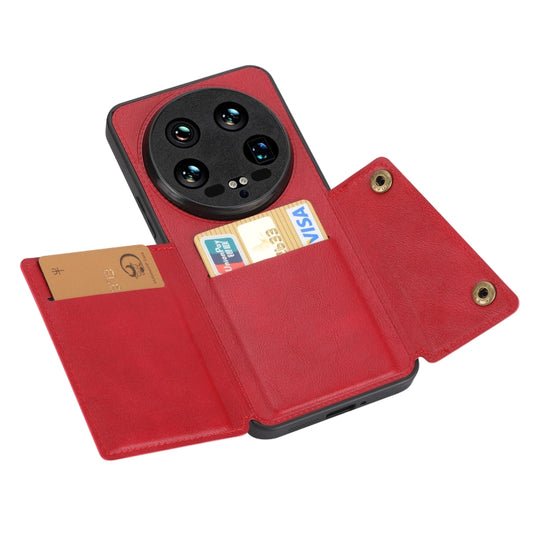 For Xiaomi 14 Ultra Double Buckle Card Slots Magnetic Phone Case(Red) by buy2fix