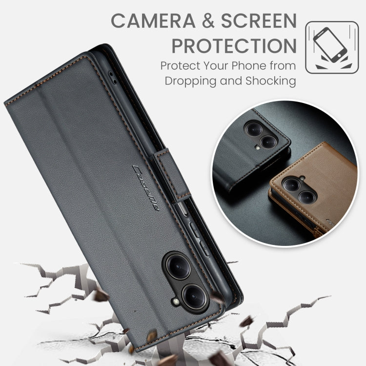 For Realme 10 Pro 5G CaseMe 023 Butterfly Buckle Litchi Texture RFID Anti-theft Leather Phone Case(Black) by CaseMe